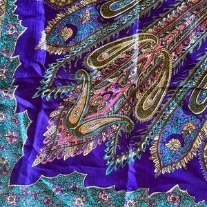 Vibrant Purple Paisley Silk Scarf